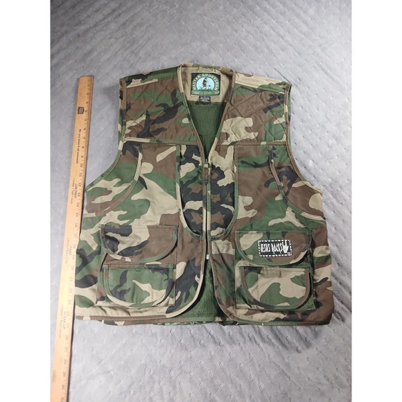 Master Sportsman Other - Master Sportsman Camo Hunting Vest Mens L Woodland Mesh Back Game Bag Utility